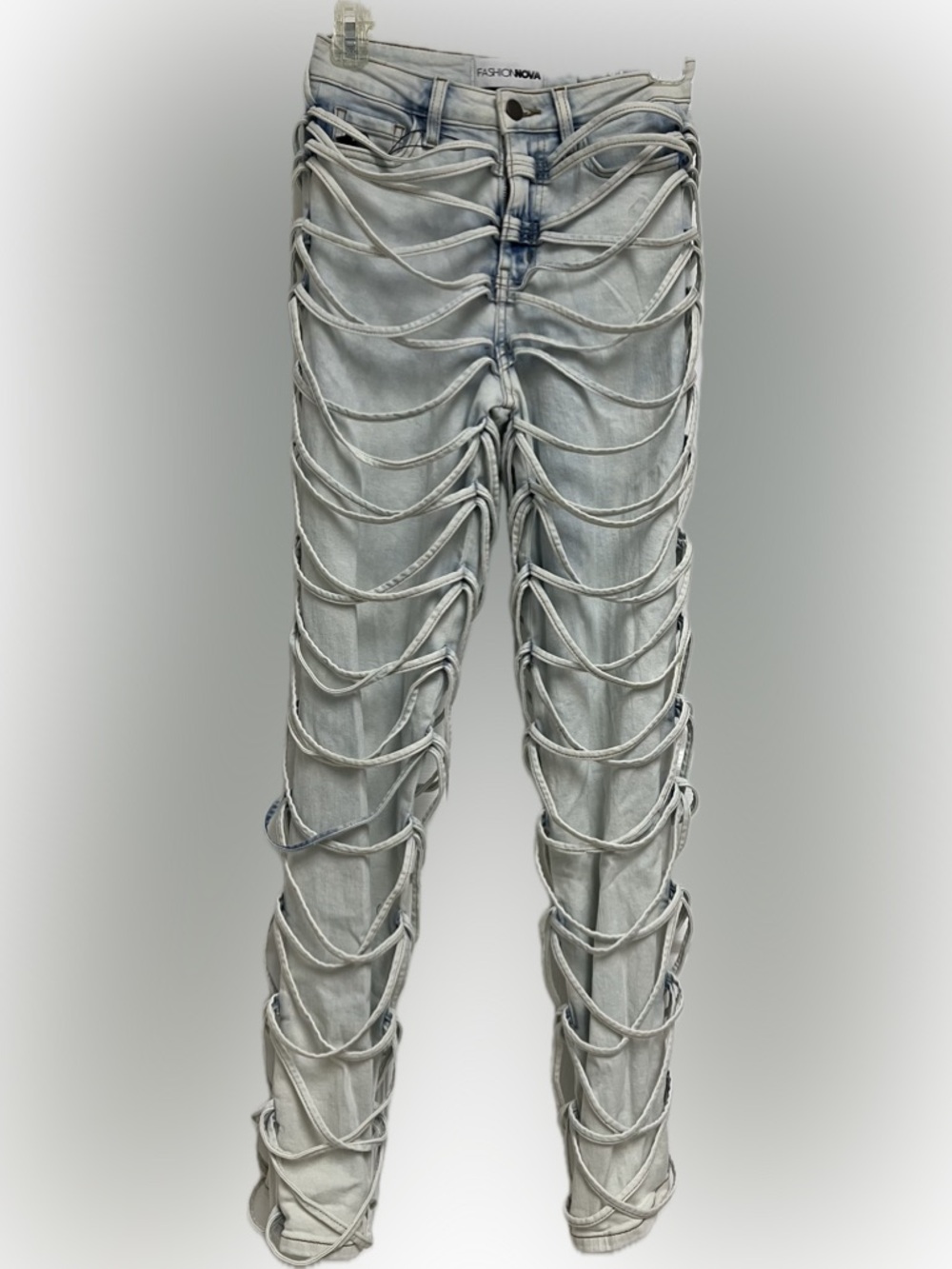 Light Wash Distressed Loop Detail Jeans